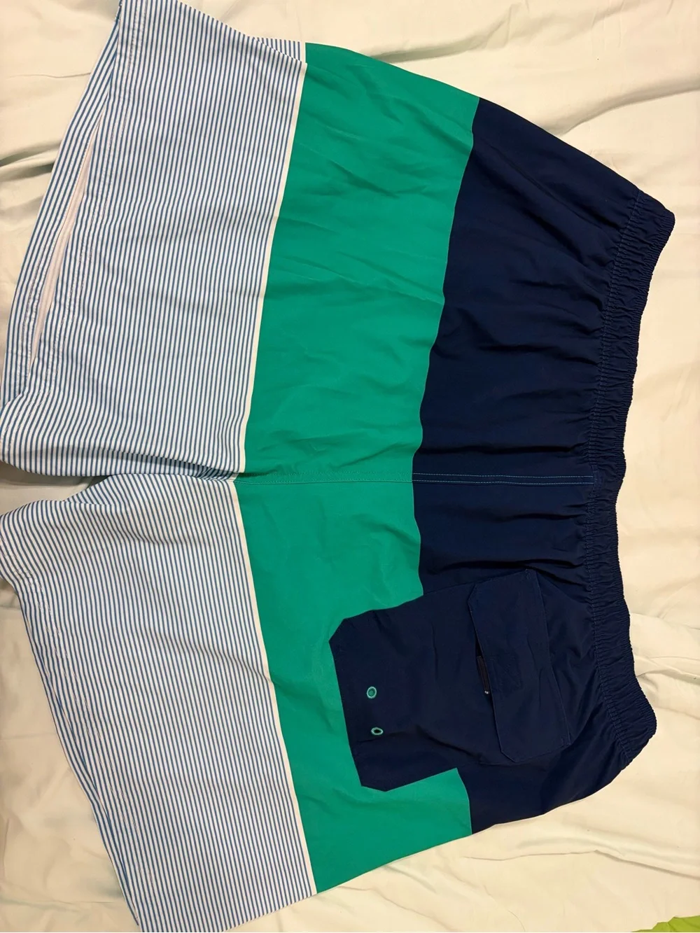 Vineyard Vines Teal and Light Blue Striped Swim Shorts